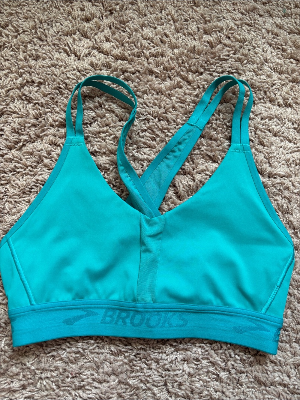 Brooks Teal Crisscross-Strap Sports Bra